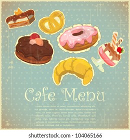 Vintage Cover Cafe or Confectionery Menu - Tea set on Retro background - vector illustration