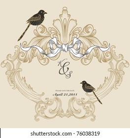 vintage cover design- best for scrapbook project - DIY- wedding invitation card