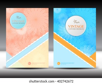Vintage Cover design template set, brochure flyer, Annual report  Layout, book, booklet, poster, leaflet, flower background,vector illustration
