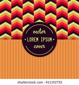 Vintage cover design. Vector chevron background template. Brochure, invitation, greeting template.
