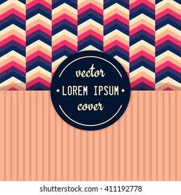 Vintage cover design. Vector chevron background template. Brochure, invitation, greeting template.