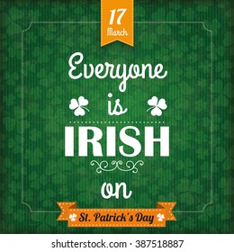 Vintage cover with flag and frame for St. Patrick's Day. Eps 10 vector file.