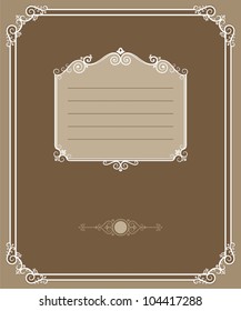 Vintage cover. Page decorated with patterned border. Stylized antique. Vector illustration.