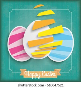 Vintage cover with ribbon and easter egg on the green background. Eps 10 vector file.