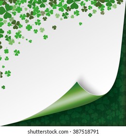 Vintage cover with shamock scrolled corner for St. Patrick's Day. Eps 10 vector file.