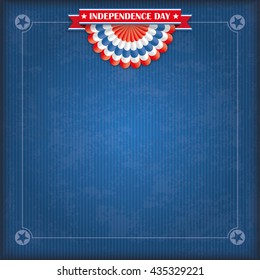 Vintage cover with US-Flag bunting, ribbon for Independence Day. Eps 10 vector file.