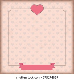Vintage cover with white heart and ribbon. Eps 10 vector file.