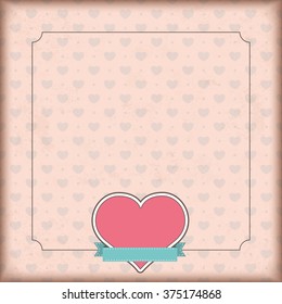 Vintage cover with white heart and ribbon. Eps 10 vector file.