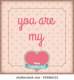 Vintage cover with white heart and ribbon for Valentines Day. Eps 10 vector file.