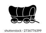 Vintage Covered Wagon Silhouette Vector Illustration for Western Pioneer History Design Retro Horse Carriage Icon for Travel Clipart