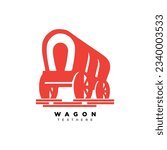 Vintage covered wagon traditional western transportation logo design vector