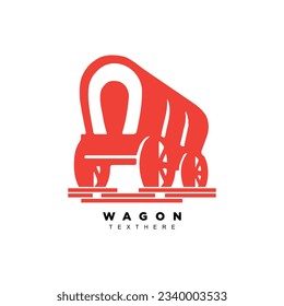 Vintage covered wagon traditional western transportation logo design vector svg