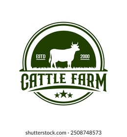 vintage cow farm logo vector template. vintage agriculture logo design vector illustration. simple minimalist