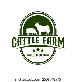 vintage cow farm logo vector template. vintage agriculture logo design vector illustration. simple minimalist