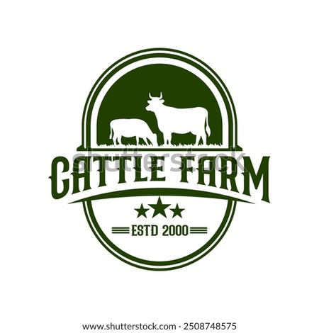 vintage cow farm logo vector template. vintage agriculture logo design vector illustration. simple minimalist