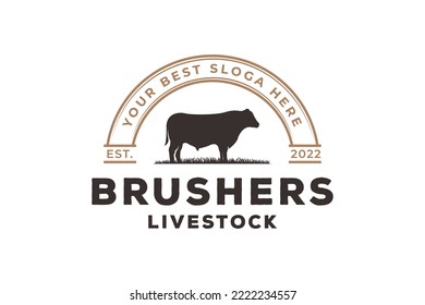 vintage cow livestock logo design, vector concept illustration