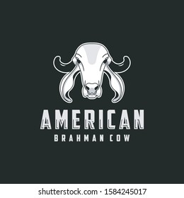 Vintage Cow Logo American Brahman Template Vector Image