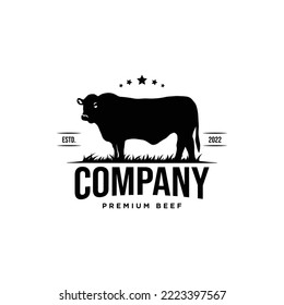 Vintage cow logo vector. Meat logo.