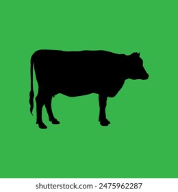 Vintage Cow Side. Silhouette Style. Vector