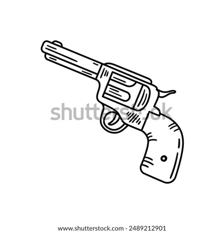 Vintage cowboy gun. Hand drawn illustration in sketch style.