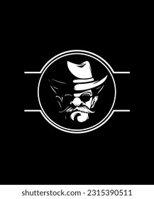 vintage cowboy head vector logo