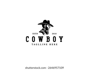 Vintage Cowboy Logo Design. Classic Vintage Western Country Wild West label logo design