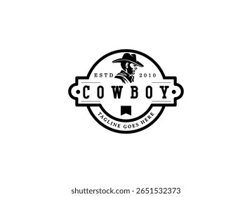 Vintage Cowboy Logo Design. Classic Vintage Western Country Wild West logotipo design