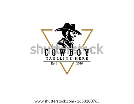 Vintage Cowboy Logo Design. Classic Vintage Western Country Wild West label logo design