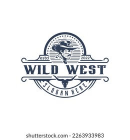 vintage cowboy logo design inspiration, vector