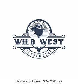 vintage cowboy logo design inspiration, vector eps 10	