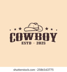 Vintage Cowboy logo with type, hat and star. Very suitable for logos for communities, institutions, organizations, businesses or others.