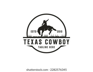 Vintage Cowboy texas rodeo style logo design