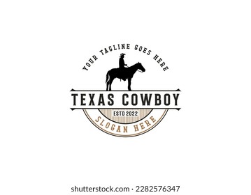 Vintage Cowboy texas rodeo style logo design