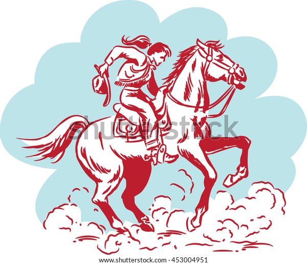 Download Vintage Cowgirl Wild West Holding Her Stock Vector ...