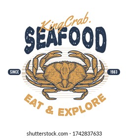 Vintage Crab Handdraw Style Seafood