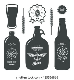vintage craft beer brewery bottles label sign set