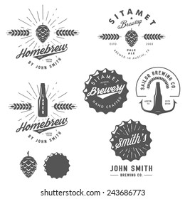 Vintage craft beer brewery emblems, labels and design elements