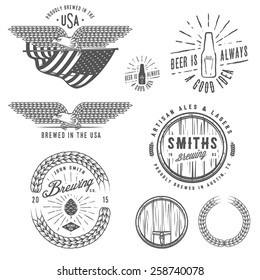 Vintage Craft Beer Brewery Emblems, Labels And Design Elements