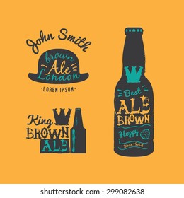 Vintage craft beer brewery emblems, labels and design elements