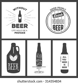 Vintage craft beer brewery emblems, labels and design elements. Vector typography EPS8 illustrations with grunge effect. 