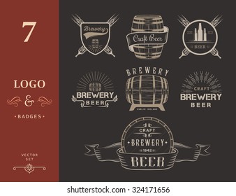 Vintage craft beer brewery logo, badge emblems, labels and design elements