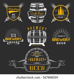 Vintage craft beer brewery logo, badge emblems, labels and design elements.