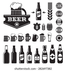 Vintage craft beer, brewery retro design elements, emblems, symbols, icons, pub labels, badges collection. Business signs template, logos, identity, labels, badges and objects.