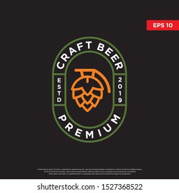 vintage craft beer logo. with hops to be the main icon. modern template design 