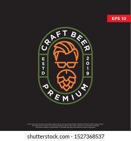 vintage craft beer logo. with hops to be the main icon. modern template design 