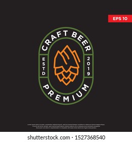 vintage craft beer logo. with hops to be the main icon. modern template design 