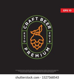 vintage craft beer logo. with hops to be the main icon. modern template design 