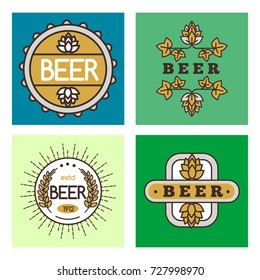 Vintage craft beer retro logo badge design emblems vector icons pub labels collection