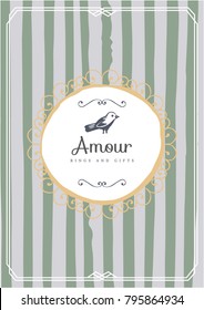Vintage creative card template with beautiful flourishes ornament elements. Elegant design for corporate identity, invitation, book covers. Design of background products.