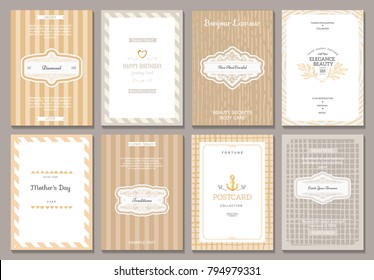 Vintage creative cards template with beautiful flourishes ornament elements. Elegant design for corporate identity, invitation, book covers. Design of background products.